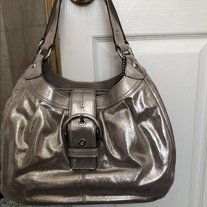 Coach metallic silver handbag/purse